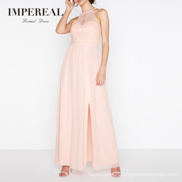Ladies Western Designs Latest Formal Mesh Lace Patterns Long Pink Dress Women
